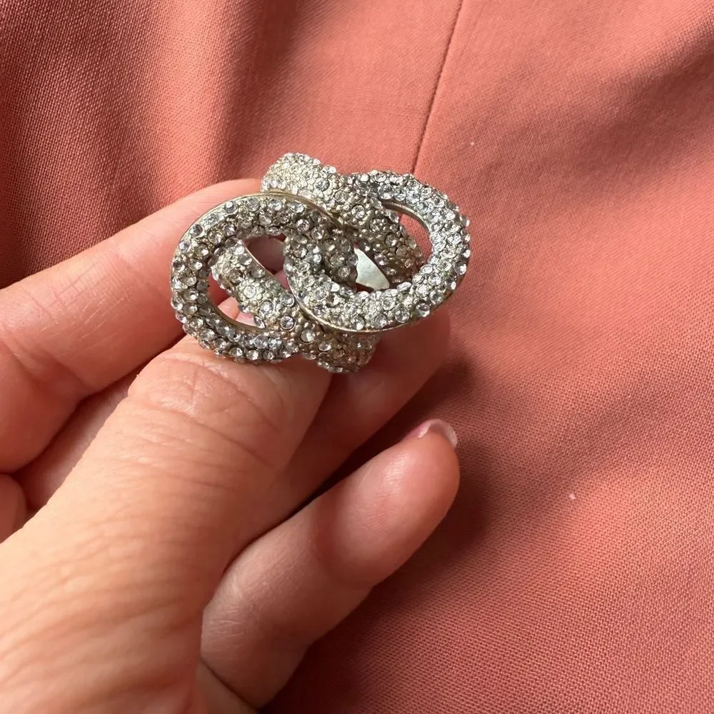 Silver Statement Banana Republic Disco Glam Party Evening Ring  Sz 6.5